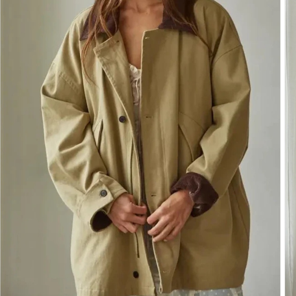 J. Crew Olive Field Jacket with Brown Corduroy Collar